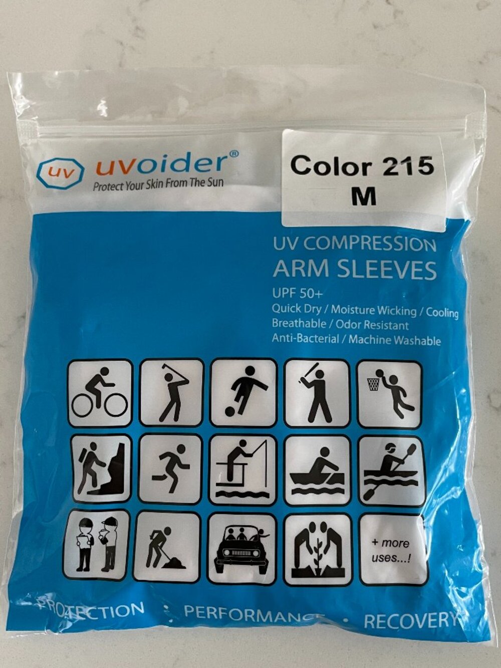 uvoider UV Compression Arm Sleeves UPF 50+ White One Pair Plus One Sz M NIP